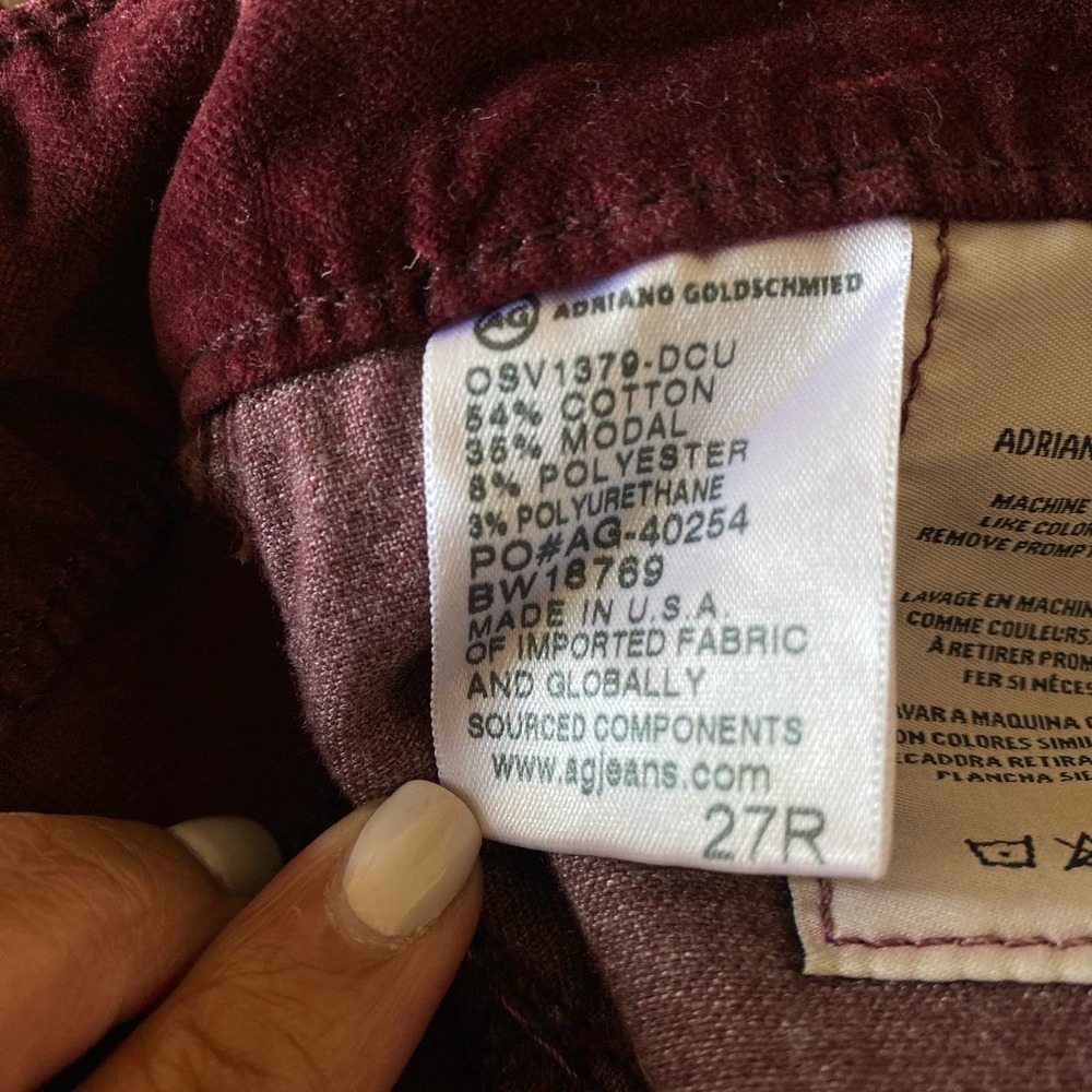 AG ADRIANO GOLDSCHMIED The Farrah High Rise Skinny Velvet Pants, X0597 - Picture 8 of 13